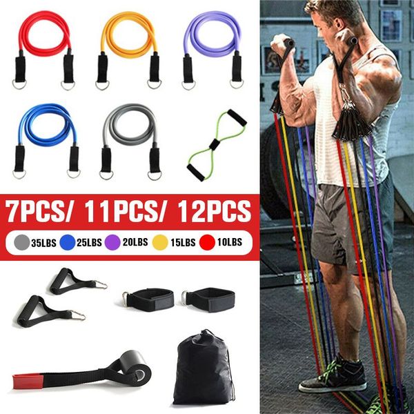 

7/11/12pcs gym fitness resistance bands set hanging belt yoga stretch pull up assist rope straps training workout equipment