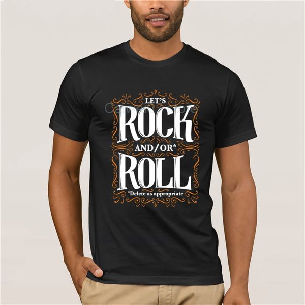 

cotton fashion 2019 trend t-shirt lets rock and or roll summer mens t shirt