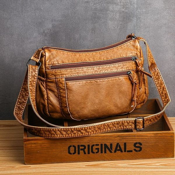 

fashion for luxury handbags women bags designer 2020 vintage crossbody pu leather black soft washed messenger flap bag