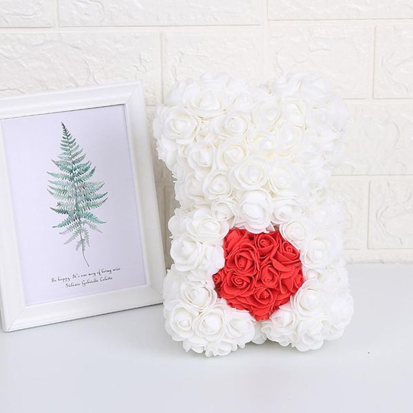 

dropshipping 25cm rose for heart flower women bear christmas bear rose gift artificial valentine's birthday teddy wedding sjlhc