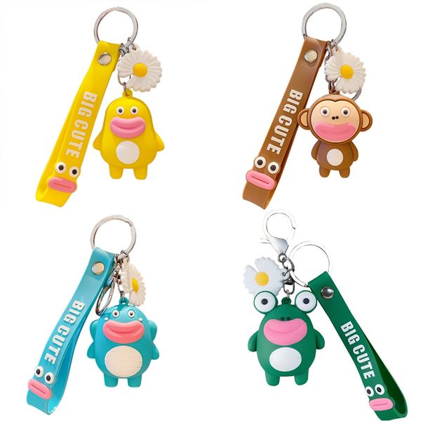 

creative funny ugly cute frog cute sausage mouth doll bag pendant car keychain chain couple gift, Silver