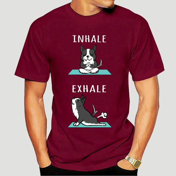 

юмористическая husky йога вдох выдох tshirt для отдыха tee top short sleeved сибирские хаски tshirt владелец собаки тенниска-3715d