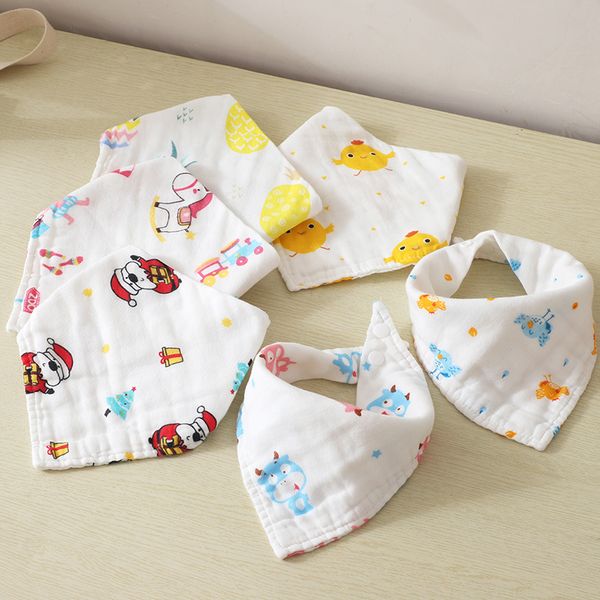 

muslin newborn cotton baby bandana baby bibs burp cloth triangle cotton cartoon child baberos bandana bibs babador dribble, Slivery;white