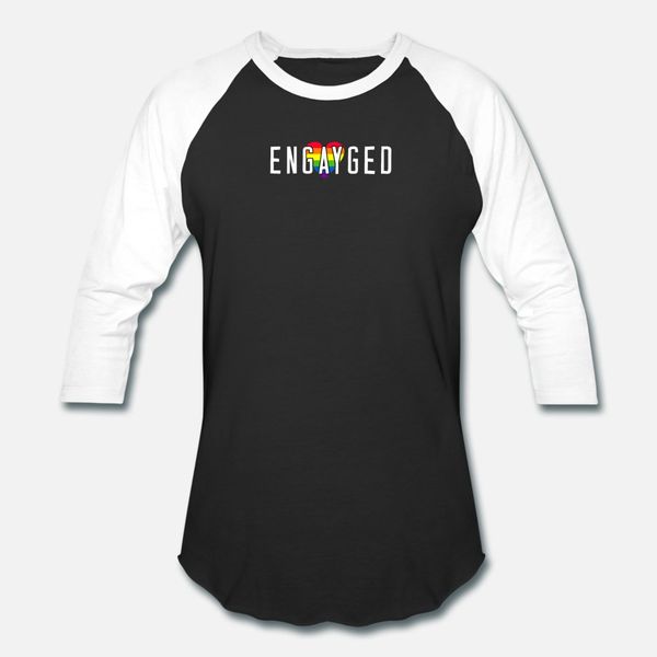 

engayged gay pride flag lgbt heart t shirt men knitted 100% cotton crew neck leisure gift new fashion summer family shirt