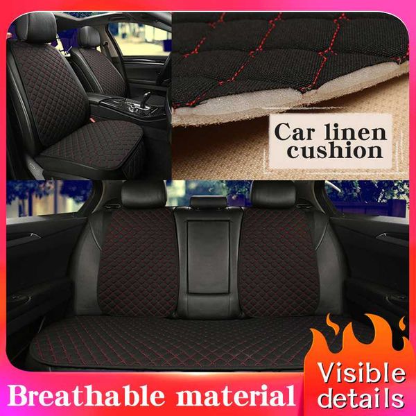 

5 seats flax car seat cover protector with backrest front rear seat back waist washable cushion pad mat for auto