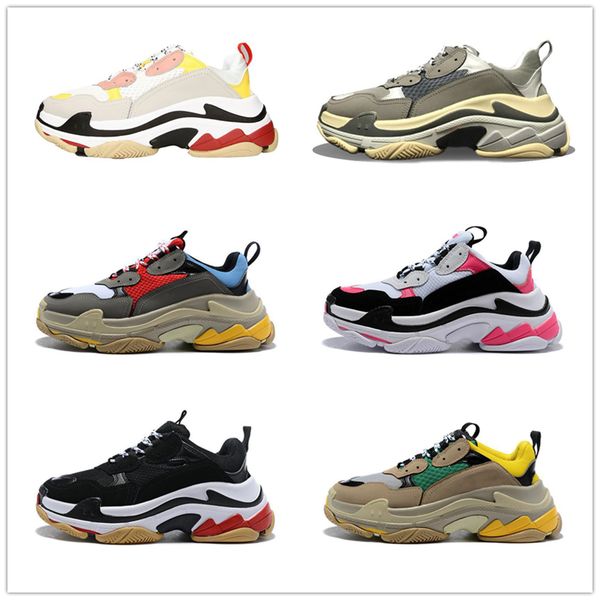 

верхнее качество 2020 тройной s повседневная обувь черный толстой подошве плоские туфли париж платформа старый папа теннис высота увеличение, Black