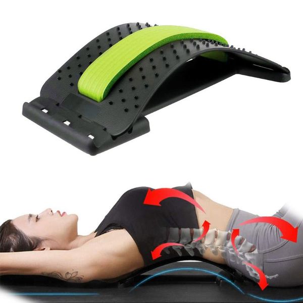 

multi-level back stretching device to correct cervical and lumbar spine relaxation spine pain relief posture corrector, Black;gray
