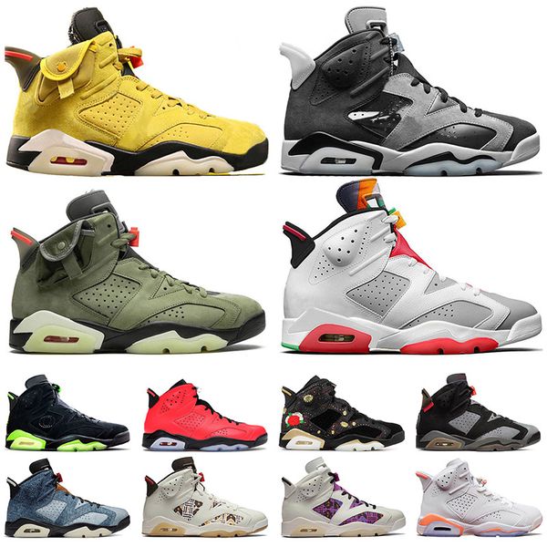 

6 6s men basketball shoes hare cactus jack denim reflections of a champion sport blue sneakers trainers size 47