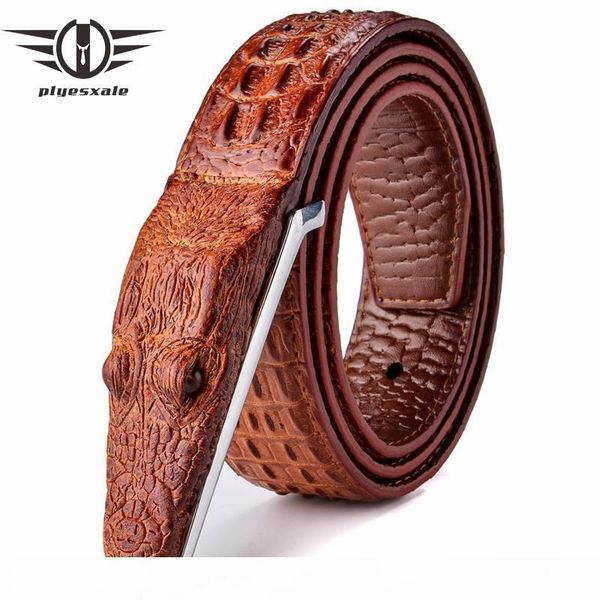 

plyesxale brand mens belts luxury leather designer belt men ceinture homme crocodile cinturones hombre 2018 b2 c19041101, Black;brown