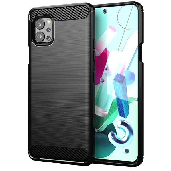 Kohlefaser-Textur, stoßfeste Schutzhülle, schlanke Passform, weiche TPU-Silikonhülle für LG Q92 5G V50S G8X V60 Thinq Stylo 5 6