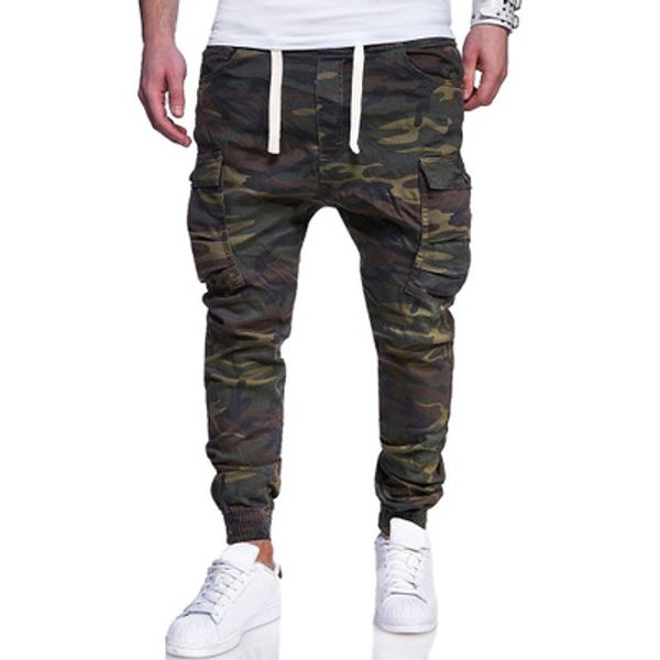 

diaooaid 2020 new large size men's fashion camouflage printed tether belt casual feet pants male streetwear trousers, Blue