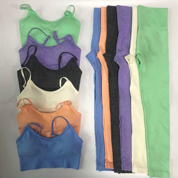 

2 piece sports suits seamless yoga set women fitness clothing female sportswear gym leggings padded push-up strappy sports bra, White;red