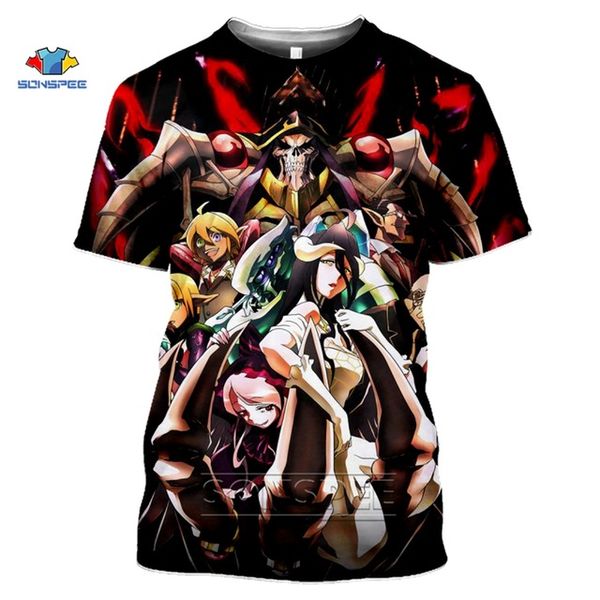 

japan anime overlord albedo punk skull loli homme 3d print shirts kawaii hippie horror men clothing