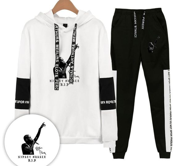 

nipsey hussle mens tracksuits spring casual clothing sets women teenager hoodies pants 2pcs sport suits, Gray