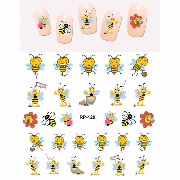 

uprettego nail art красота ноготь стикер вод этикеты ползунок шарж насекомого медоносные пчелы цветок сердце апис сладкие apidae rp127-132, Black