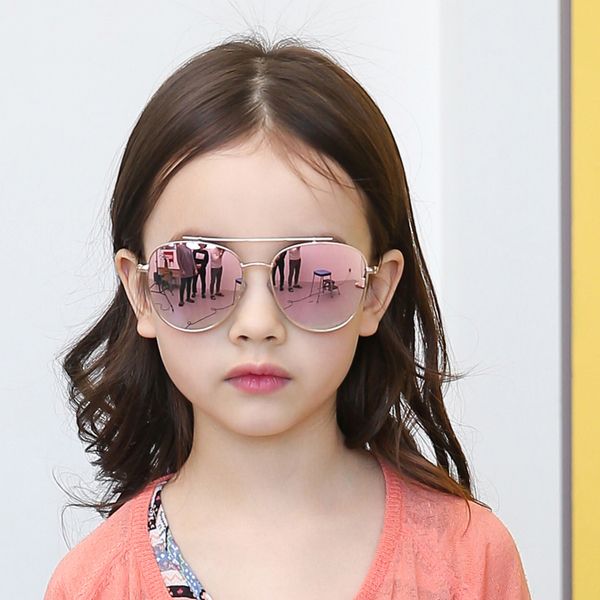 

kids' sunblock ms-251metal marine lens pilot sunglasses children cute candy color flat film for girls boys mirror goggles uv400 fashion, Blue