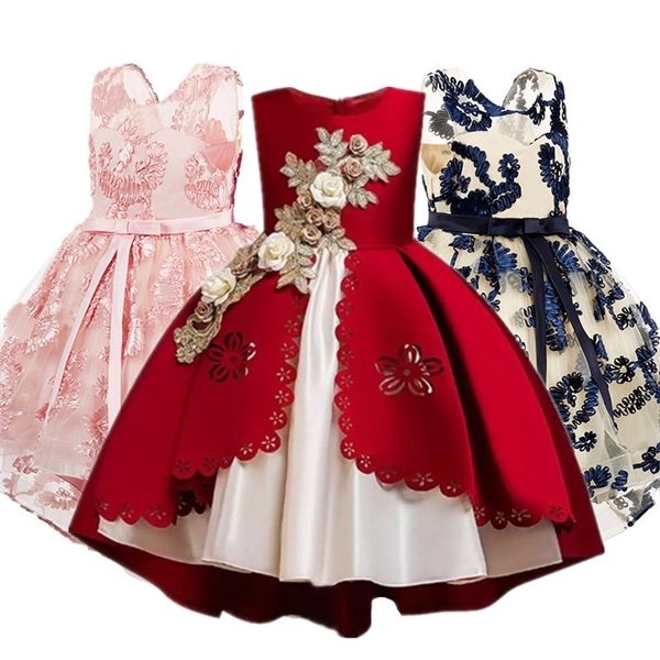 

flower baby girls dress for girls wedding party dresses kids princess summer dress children girls clothing age 2-10 years 0925, Red;yellow