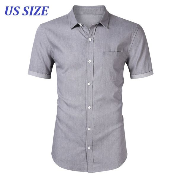 

men's casual shirts us size 100% cotton mens short sleeve shirt men social business dress camisa masculin chemise homme ts-, White;black