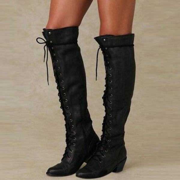 

boots 2021 knee high heels autumn winter women long casual ladies shoes footwear female fashion for woman, Black