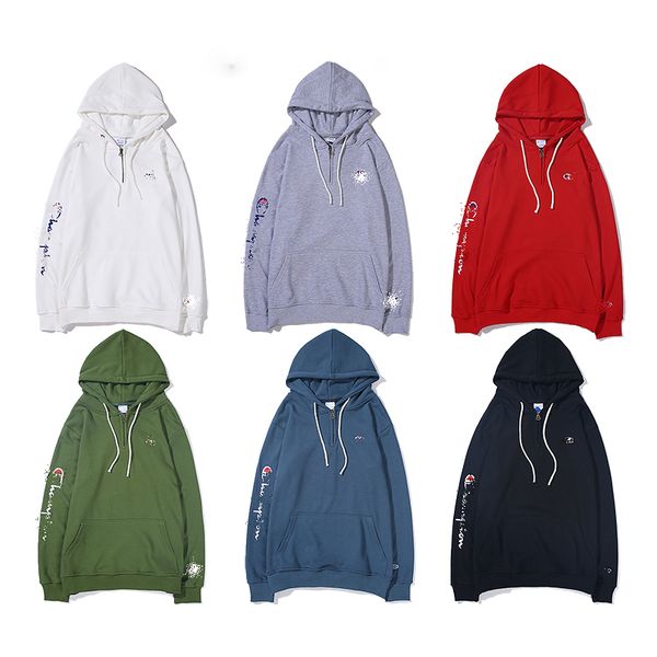 

mens designer hoodies champ hoodie hip hop luxury sups brand hoodie autumn and winter letter zipper print sweater, Black