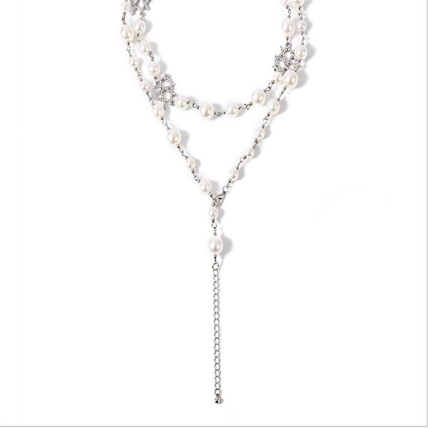 

fashionable long ladies pendant y necklace, Silver