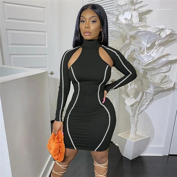 

designer bodycon dress casual ladies night club dresses with hollow out 2020 solid printed dresses spring, Black;gray