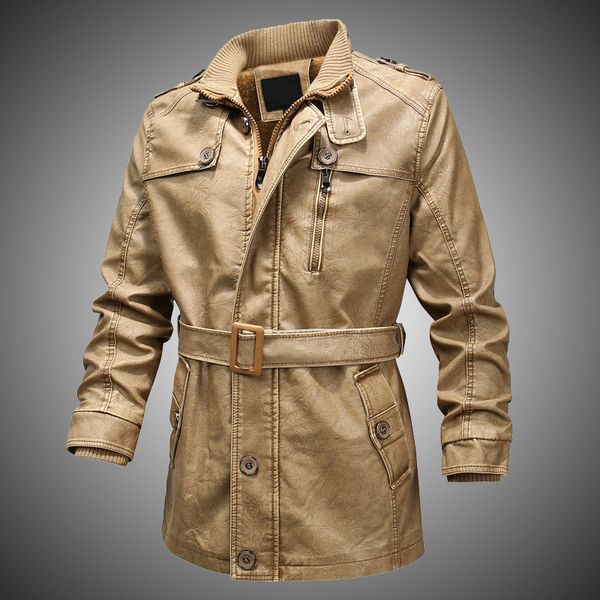 

men's fur & faux fashion winter leather jacket men outdoor motorcycle jackets 2021 plus velvet warm coats casual pu outerwear, Black