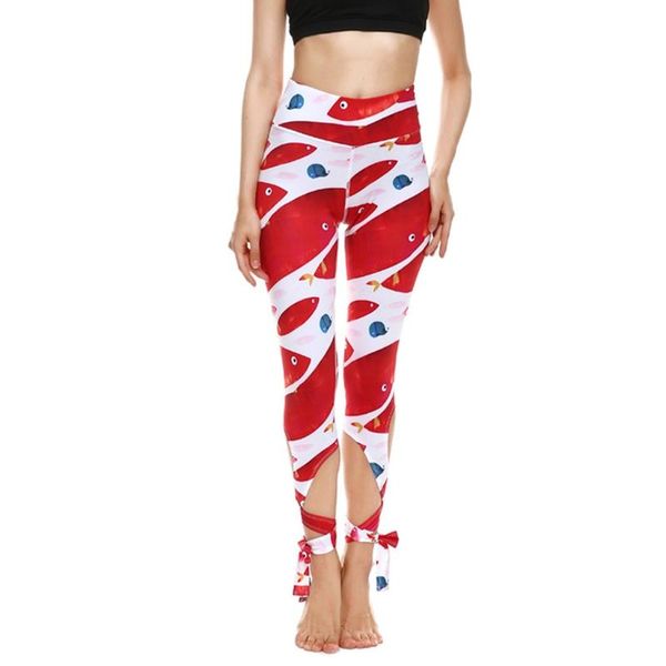 

yoga outfits sagace high waist pants casual sports fitness running pantalones print ballet strappy tracksuit female gym, White;red
