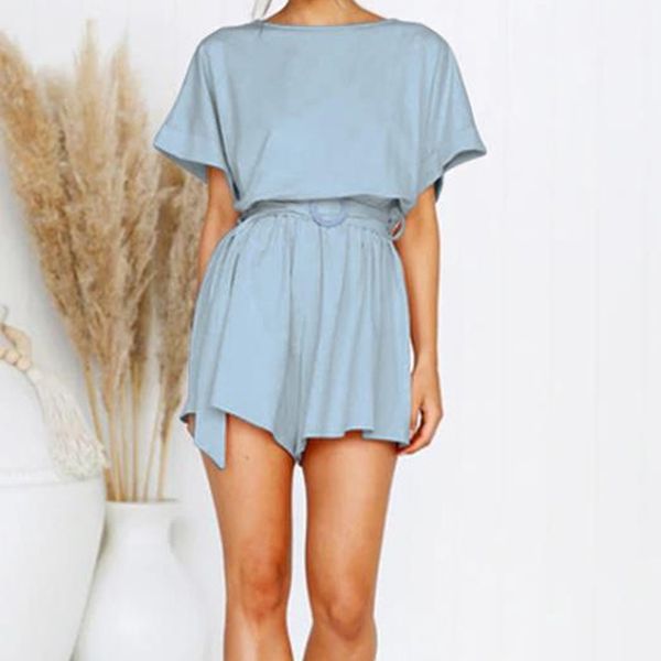 

playsuit rompers womens overalls women playsuits 2020 streetwear romper summer lace-up short sleeve, Black;white