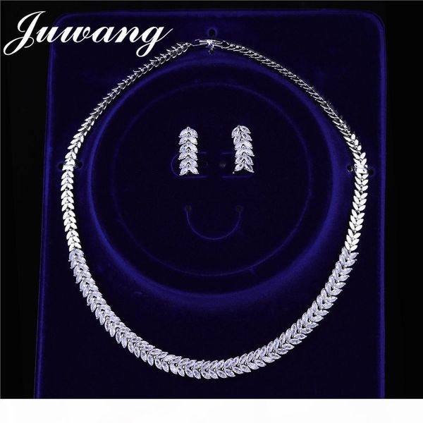 

juwang bridal комплекты ювелирных изделий для невест циркония кристалл простоты серьги и ожерелье ювелирного подарочных наборов, Slivery;golden
