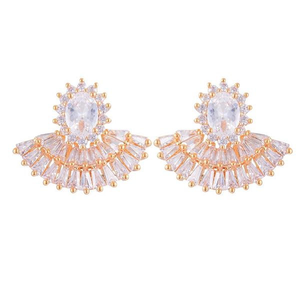 

larrauri fashion women bridal engagement earrings jewelry trendy elegant stud earrings luxury cubic zirconia pearl earrings 2019, Golden;silver