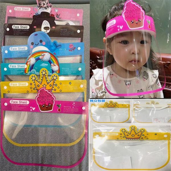 

kids safety face shield cartton transparent full protective face mask cover dustproof anti-fog masks for children pet face shield covers dhl