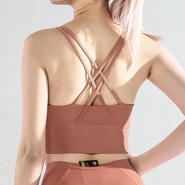 

gym clothing style yoga bra women cross strap back sports vest running fitness quick dry gathering, White;black