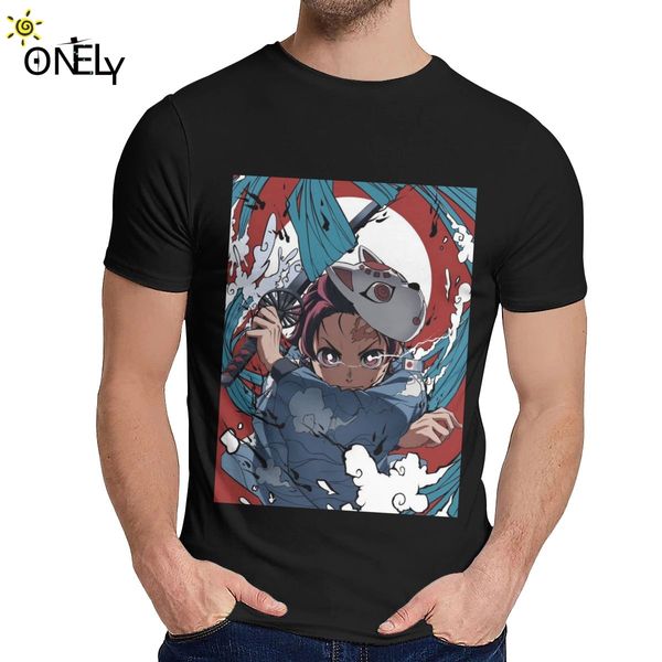 

t-shirt nime demon slayer kamado tanjirou nice cotton geek o-neck retro t-shirt