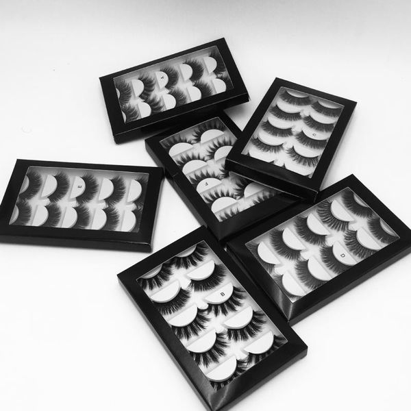 

false eyelashes 5 pairs faux 3d mink lashes strips 5d bulk natual with custom box pack short wispy individual