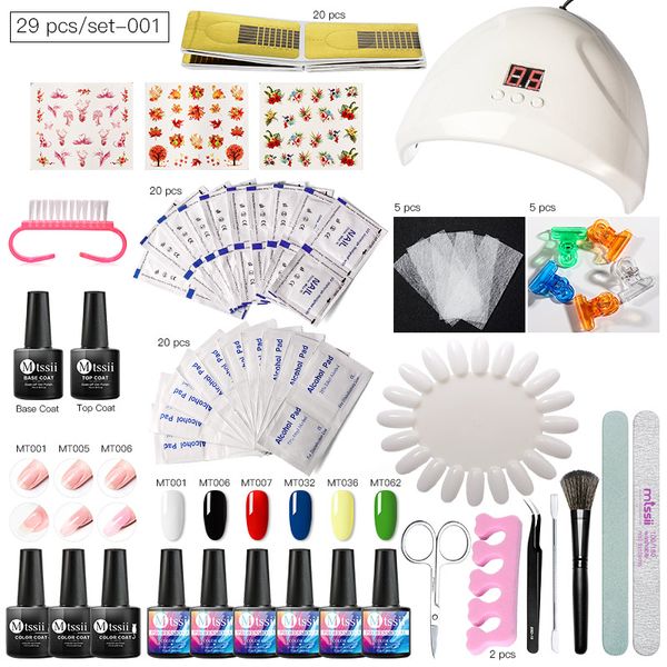 

mtssii nail set uv led lamp dryer with 6pcs nail gel polish kit soak off long lasting varnish manicure set art tools
