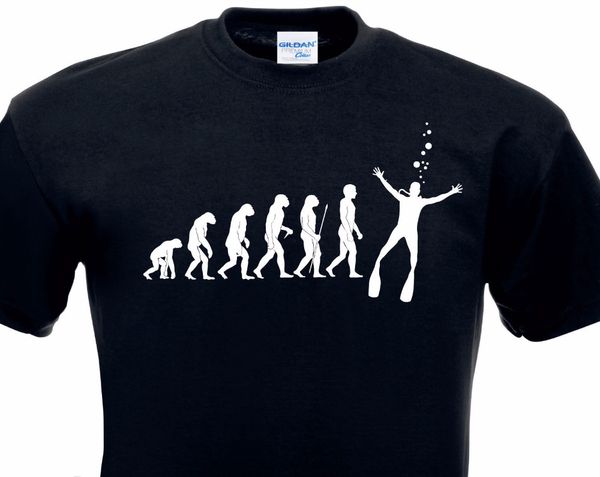 

fashion solid printed t-shirt men evolution t-shirt diver dive fun hobby see sea fisch fish printed tee shirts streetwear