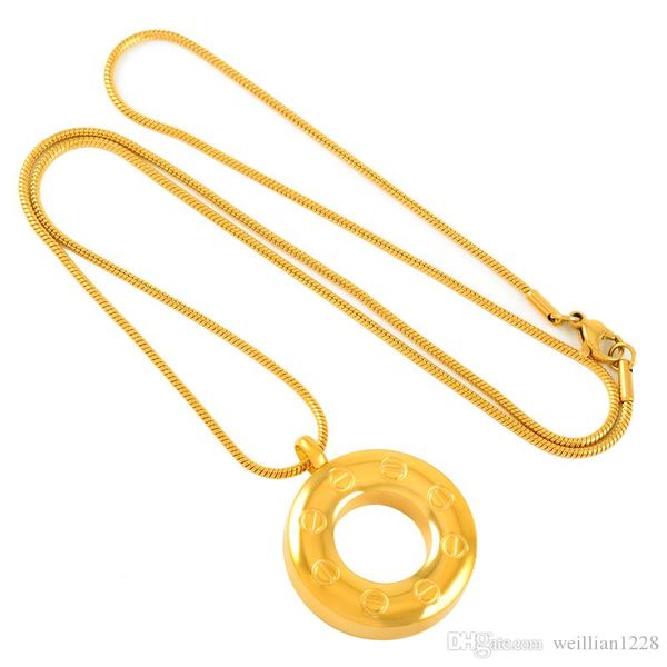 

z209gold stainless steel circle funeral cremation urns jewelry with human/pet memorial ashes holder keepsaje pendant necklace for women men, Silver