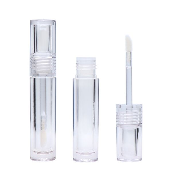 

100pcs 5ml empty lipstick tubes circle transparent lip gloss tubes hollow head 4 sytles wand lip gloss clear bottles c115