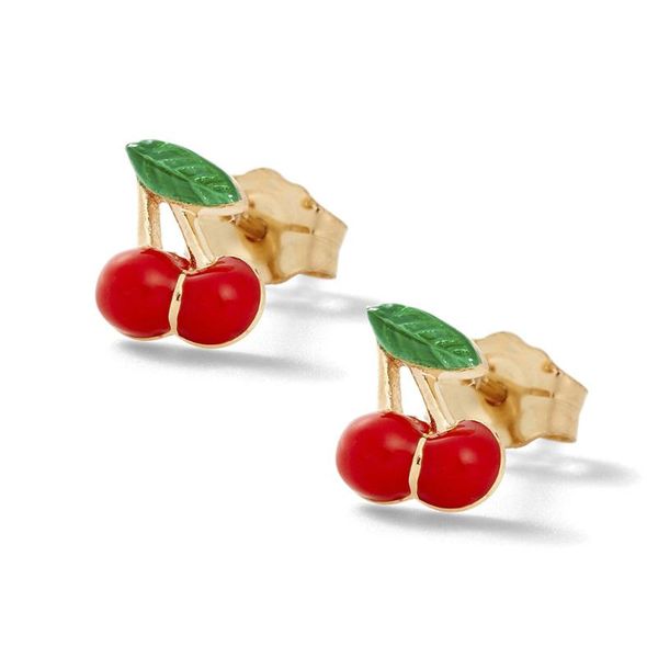 

dangle & chandelier 2 pcs alloy drip oil earring for women cute mini cherry piercing women's earrings set fashion jewelry 2021 gift, Silver