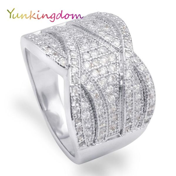 

white gold color luxury charming bijoux fashion wedding ring white cubic zirconia jewelry for women as valentine's gift, Golden;silver