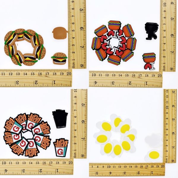 

diy craft flatback pvc soft hamburger chips egg charms fit brooch/cable winder/earphone/usb charger/bookmark/ring/card holder, Slivery;white