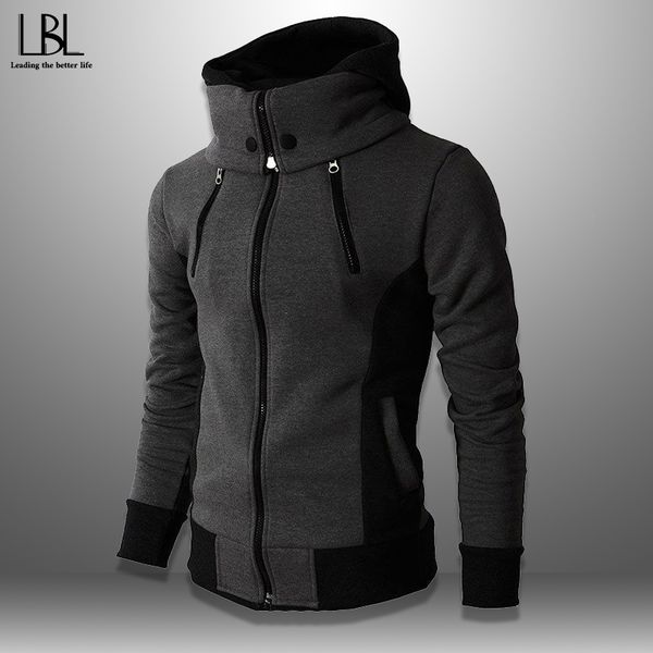 

2020 mens outwear men's fleece hop sweatshirts casual streetwear zipper hoodies hoodie male hip turtleneck hooded clothing men fkllr, Black