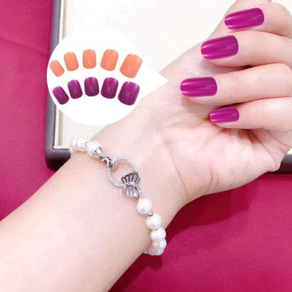 

24pcs fake nail tips patches durable fashionable stickers for ladies, Red;gold