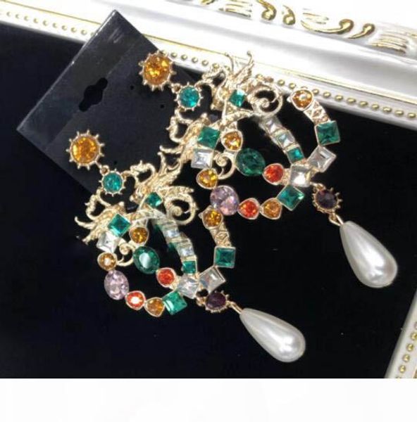 

women luxury designer giiu dangle earring retro crystal statement earring famous european brand jewelry, Gray