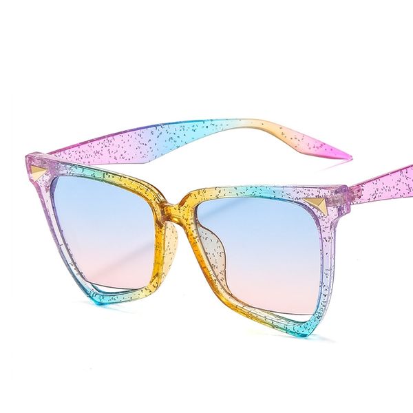 

new personality rainbow sunglasses leopard print rainbow color ladies sunglasses designer fashion cat eye glasses ing, White;black