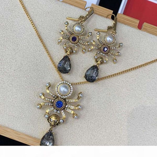 

new fashion women jewelry gold plated sparkling cz spider earrings necklace for girls women for party wedding charming jewelry gift, Golden;silver