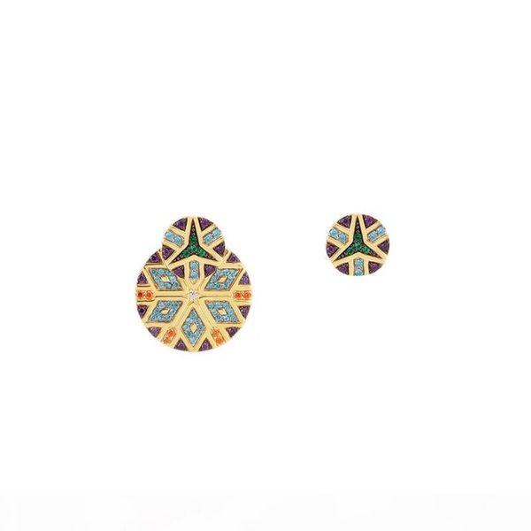 

chic fashion women yellow gold plated full colorful cz flower earrings for girls women nice gift for friends, Golden;silver
