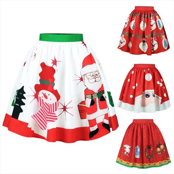 

women high waist short skirt christmas xmas santa claus elk deer print skirts festival clothes s m l xl, Black