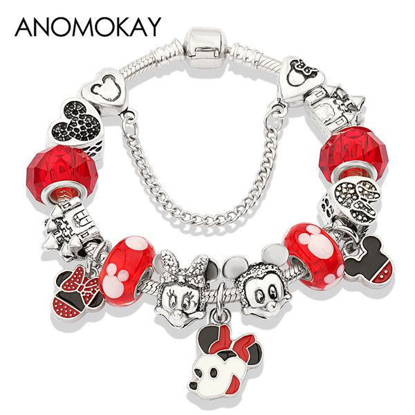 

dropshipping selling red murano enamel charm bracelet silver color heart diy beads bracelets bangles jewelry, Red;blue